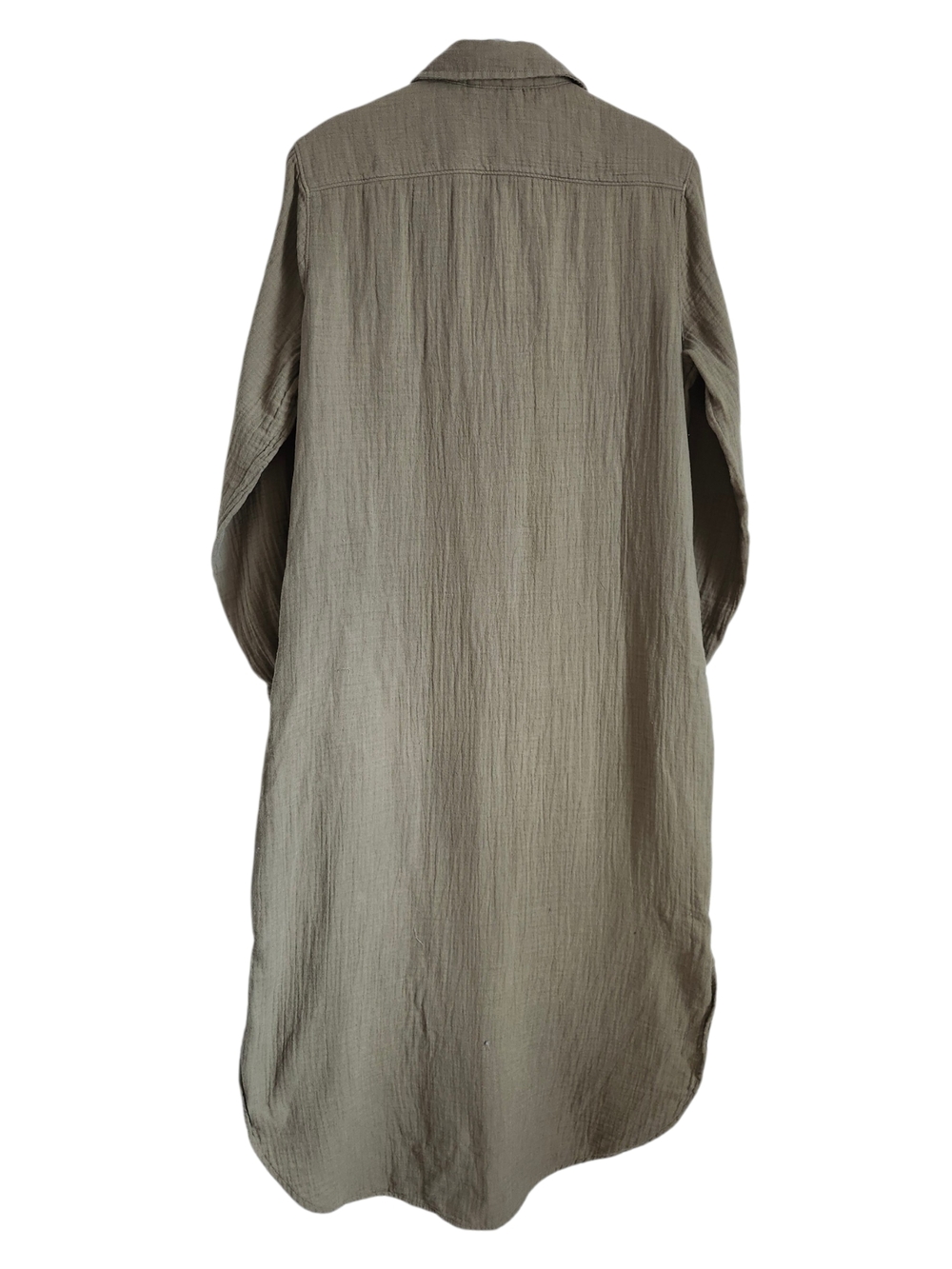 Roots Shirt Dress Womens Small Green Button Front Cotton Gauze Midi - Picture 2 of 4